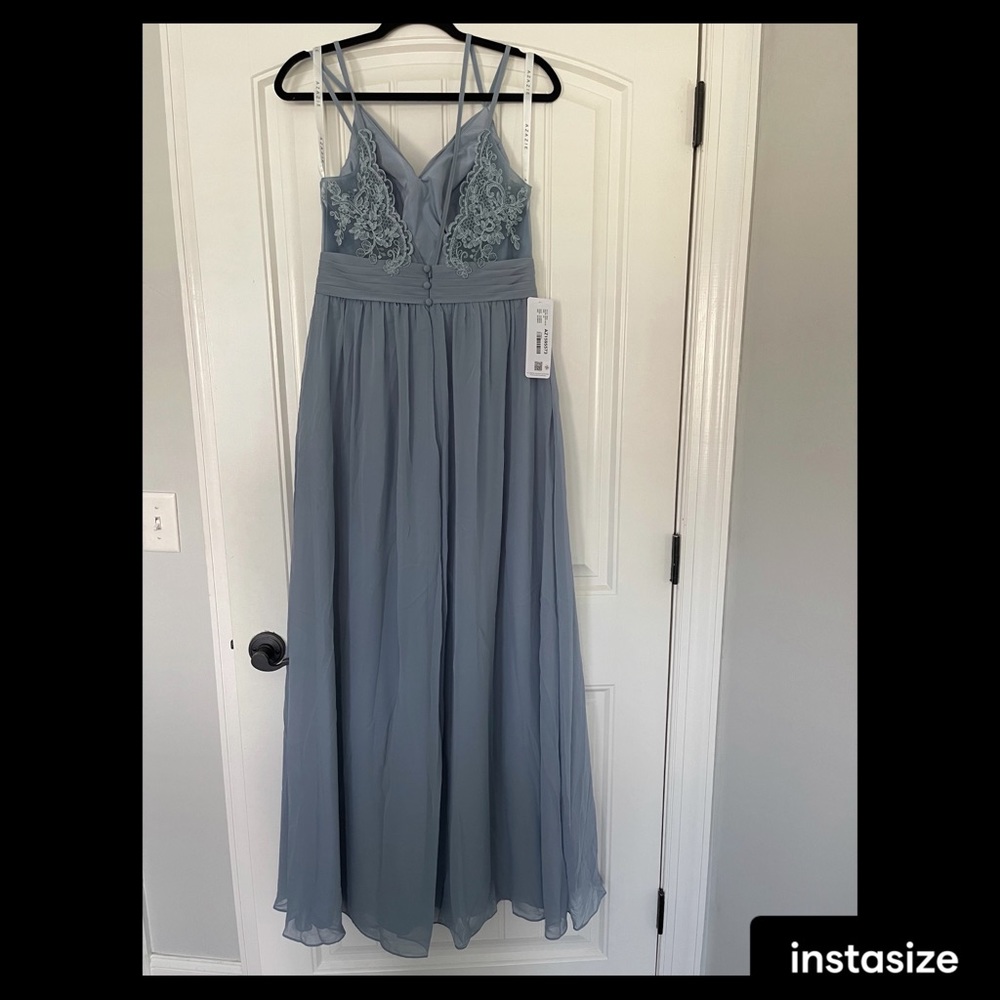 Azazie “Blake” dress in Dusty Blue. NWT